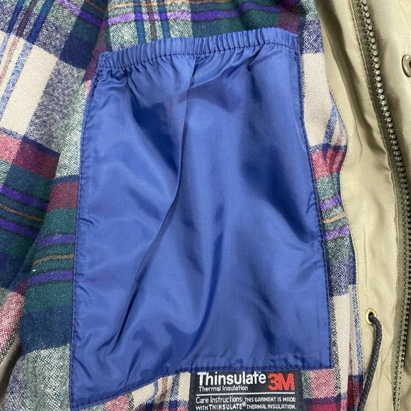 VTG Lobo By Pendleton Jacket Mens Large Beige Full Zip Flannel Lined Thinsulate - Picture 10 of 15